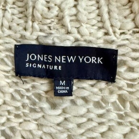 NWOT Jones New York Oatmeal Wool Alpaca Blend Oversize Lapel Open Front Cardigan - Picture 13 of 14